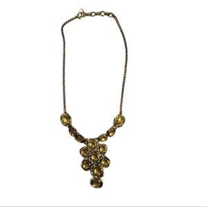 Lucky Brand gold tone yellow stone statement necklace